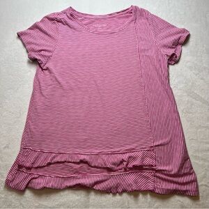 Soft Sorroundings Women Tunic Top Pink White Stripe Size XL